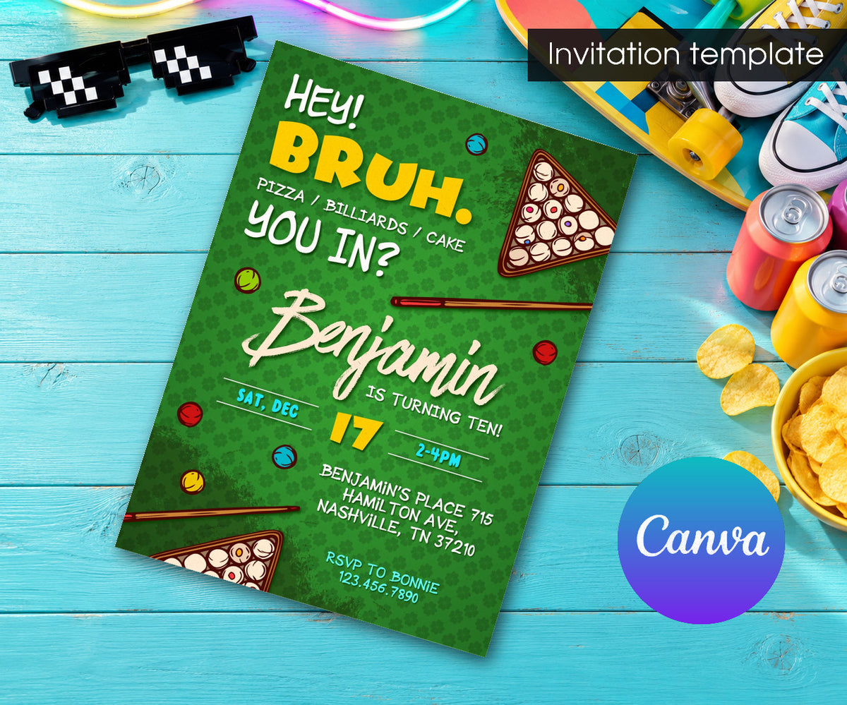 Bruh Billiard Invitation mockup