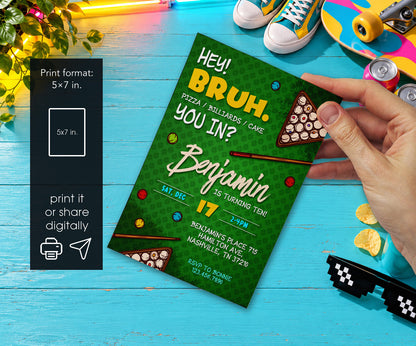 Bruh Billiard Invitation mockup