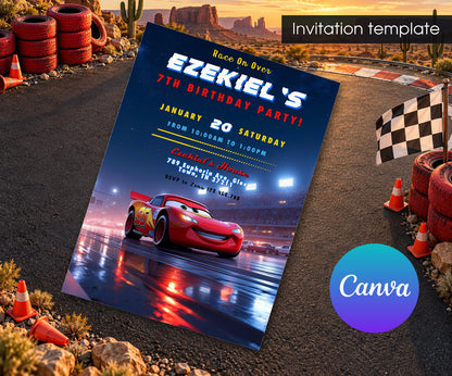 Cars Lightning McQueen Invitation mockup