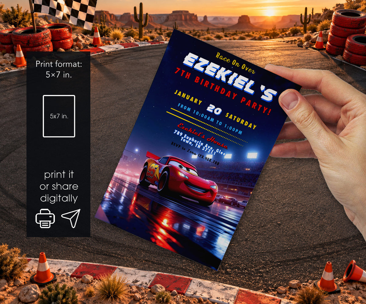 Cars Lightning McQueen Invitation mockup