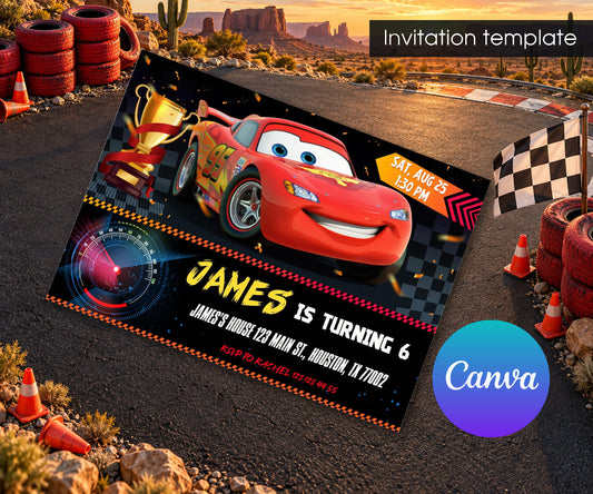 Cars Lightning McQueen Invitation mockup