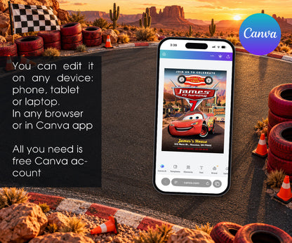 Cars Lightning McQueen Invitation mockup