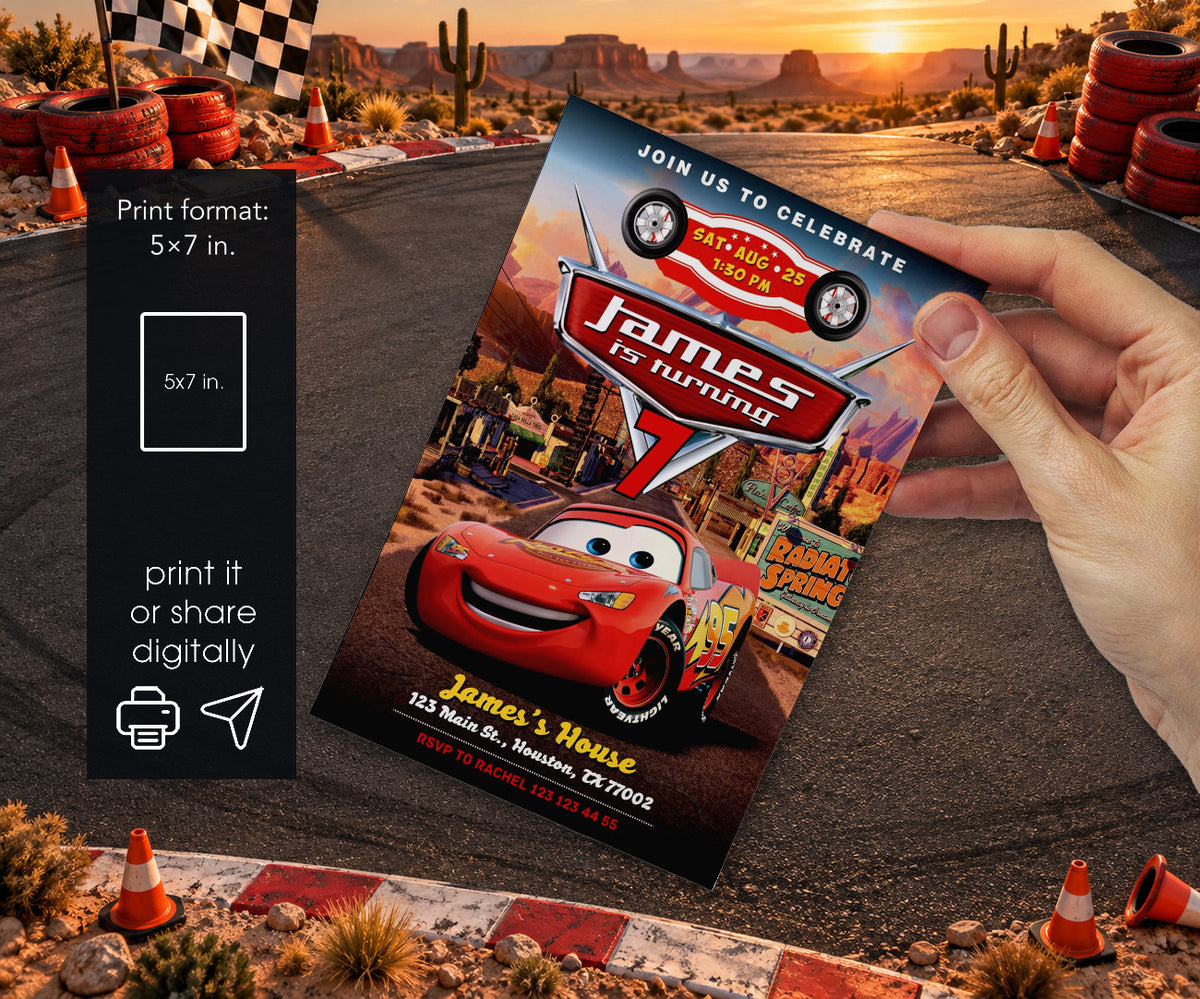 Cars Lightning McQueen Invitation mockup