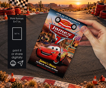 Cars Lightning McQueen Invitation mockup