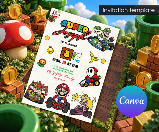 Mario Kart Gamer Invitation mockup
