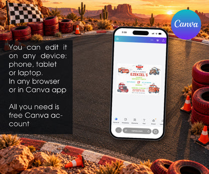 Cars Lightning Mcqueen Four Invitation mockup