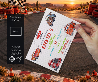 Cars Lightning Mcqueen Four Invitation mockup