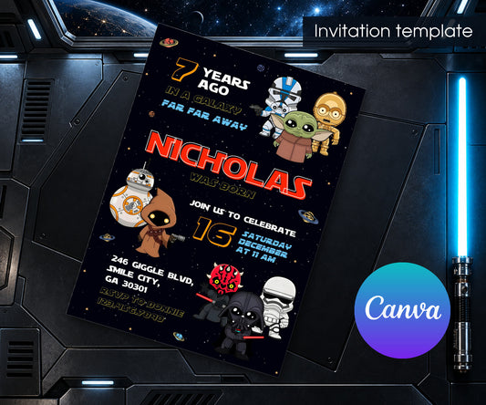 Star Wars Darth Vader Lego Minifigures Invitation mockup