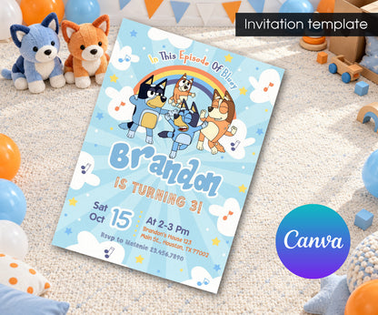 Bluey Bingo Invitation mockup