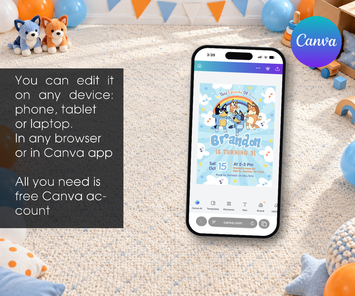 Bluey Bingo Invitation mockup