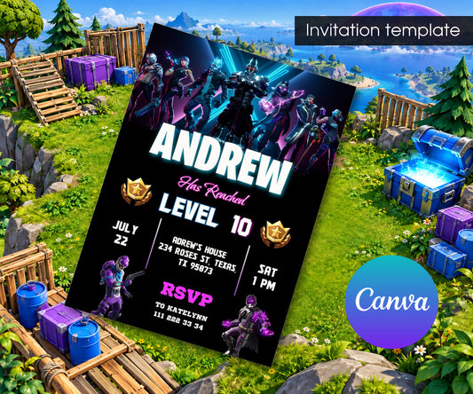 Fortnite Gamer Invitation mockup