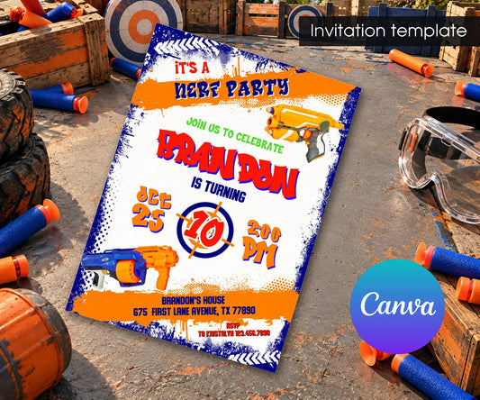 NERF Dart Wars Invitation mockup