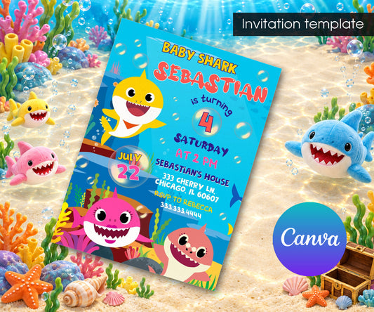 Baby Shark Invitation mockup