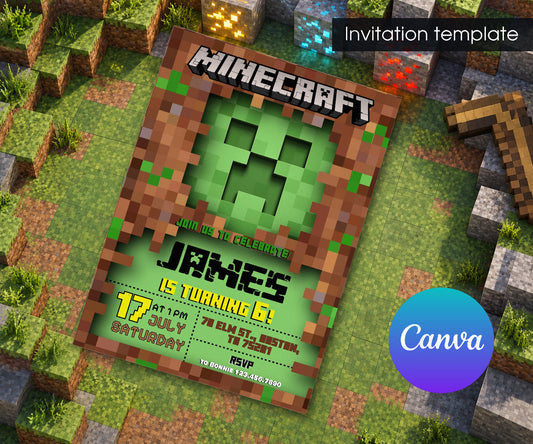 Minecraft Gamer Invitation mockup