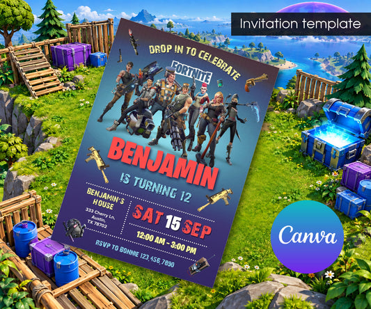 Fortnite Gamer Invitation mockup