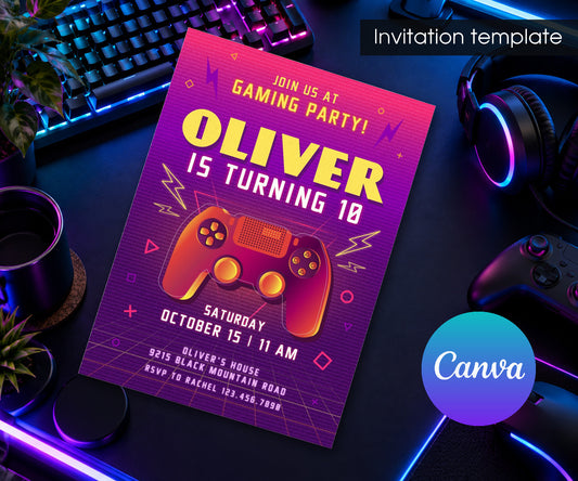 Gamer Party Invitation mockup
