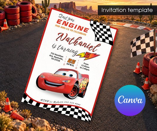Cars Lightning McQueen Invitation mockup