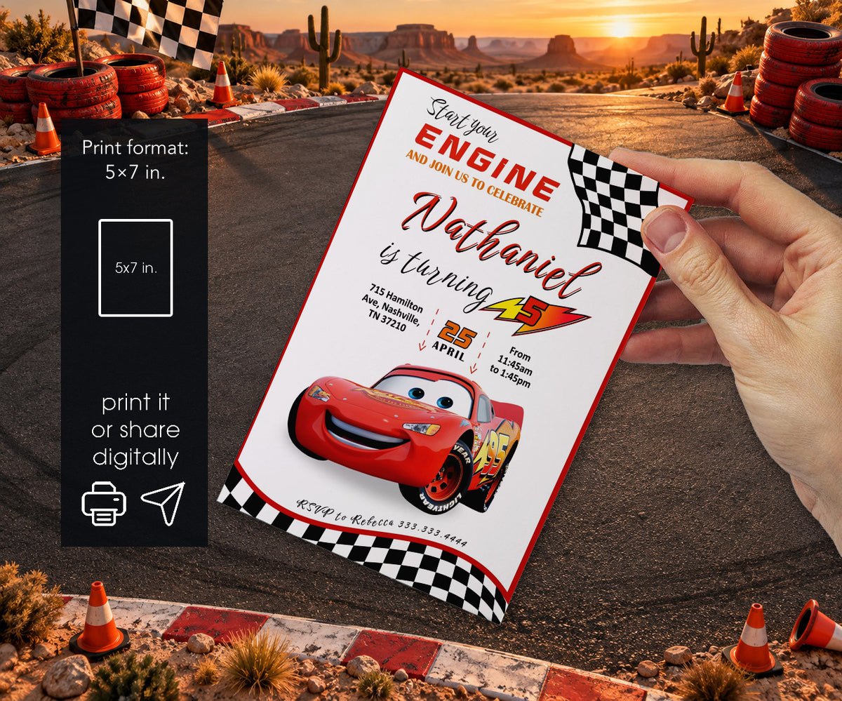 Cars Lightning McQueen Invitation mockup