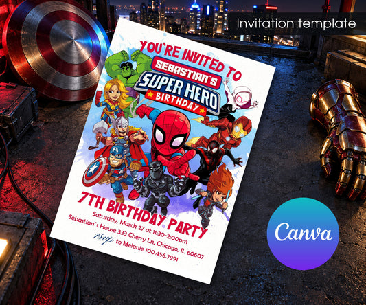 Avengers Marvel Superhero Invitation mockup