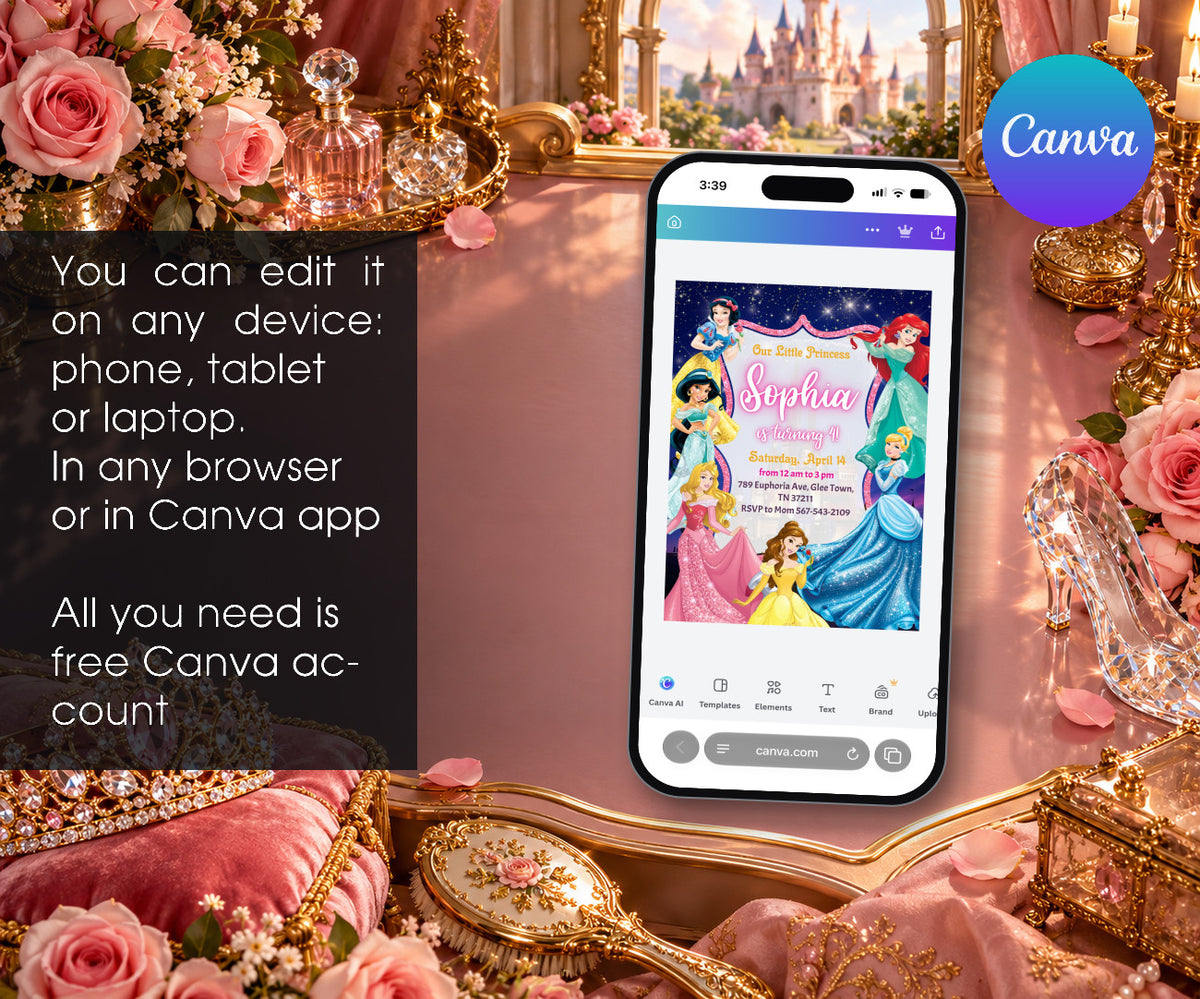 Disney Princess Invitation mockup