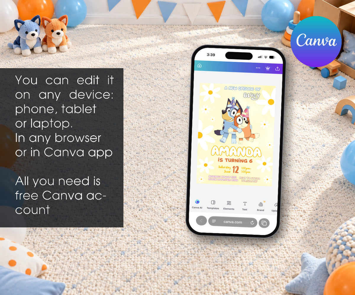 Bluey Bingo Invitation mockup