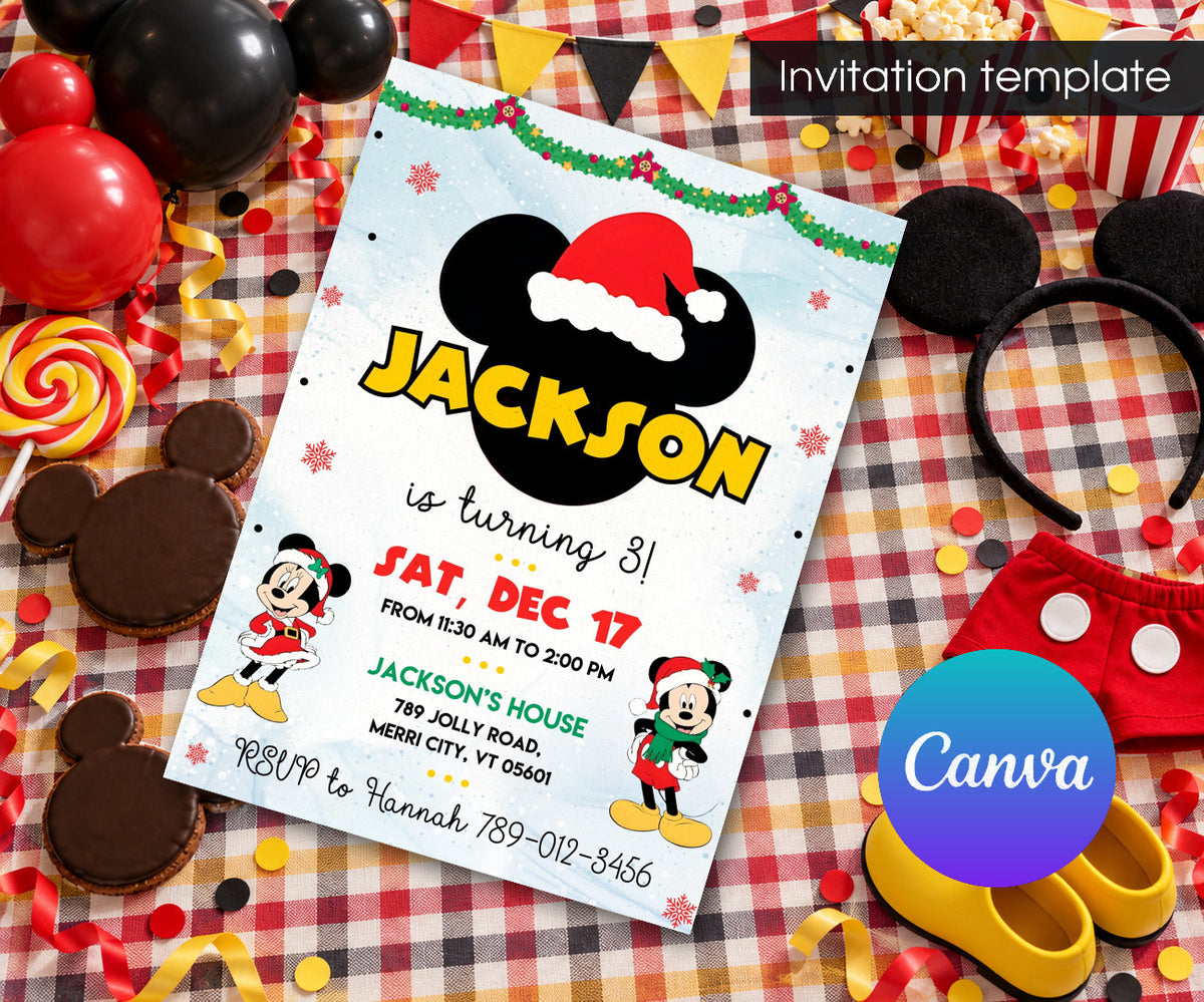Mickey Mouse Christmas Invitation mockup
