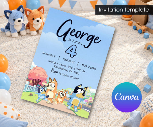 Bluey Bingo Invitation mockup