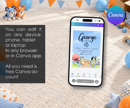 Bluey Bingo Invitation mockup