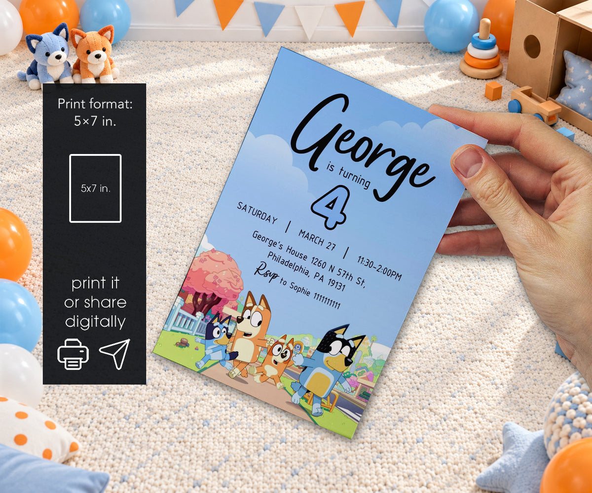 Bluey Bingo Invitation mockup