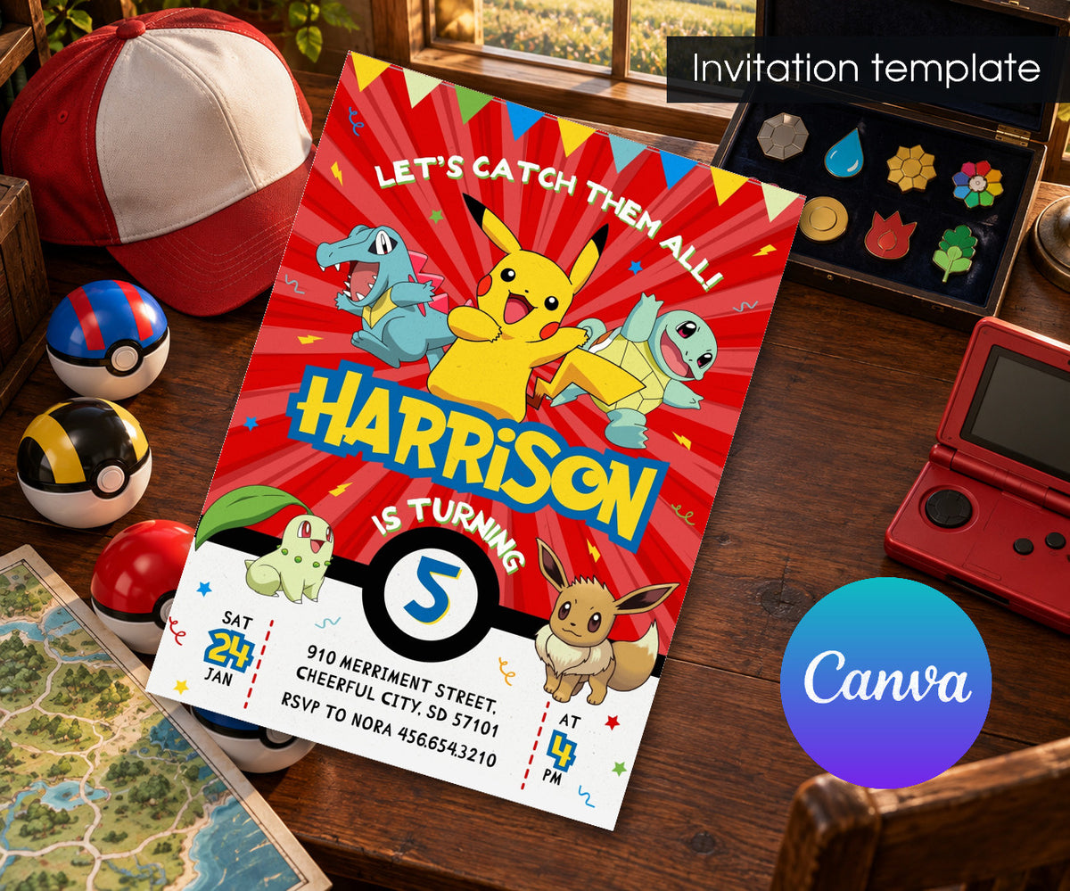 Pokemon Pikachu Invitation mockup