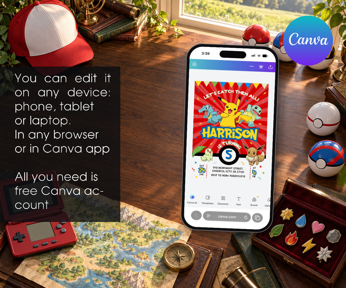 Pokemon Pikachu Invitation mockup