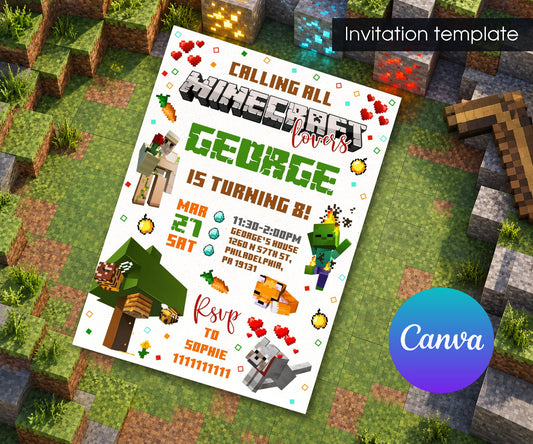 Minecraft Gamer Invitation mockup