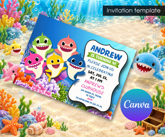 Baby Shark Invitation mockup