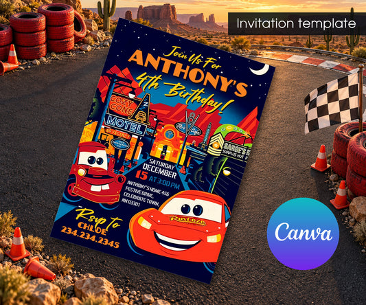Cars Lightning McQueen Invitation mockup