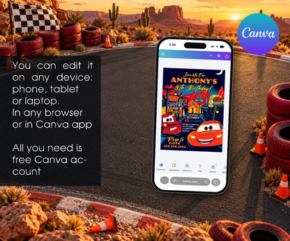 Cars Lightning McQueen Invitation mockup