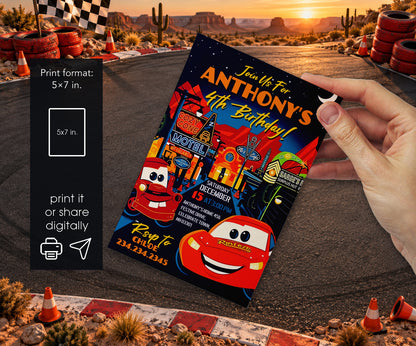 Cars Lightning McQueen Invitation mockup