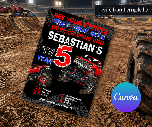 Monster Truck Invitation mockup