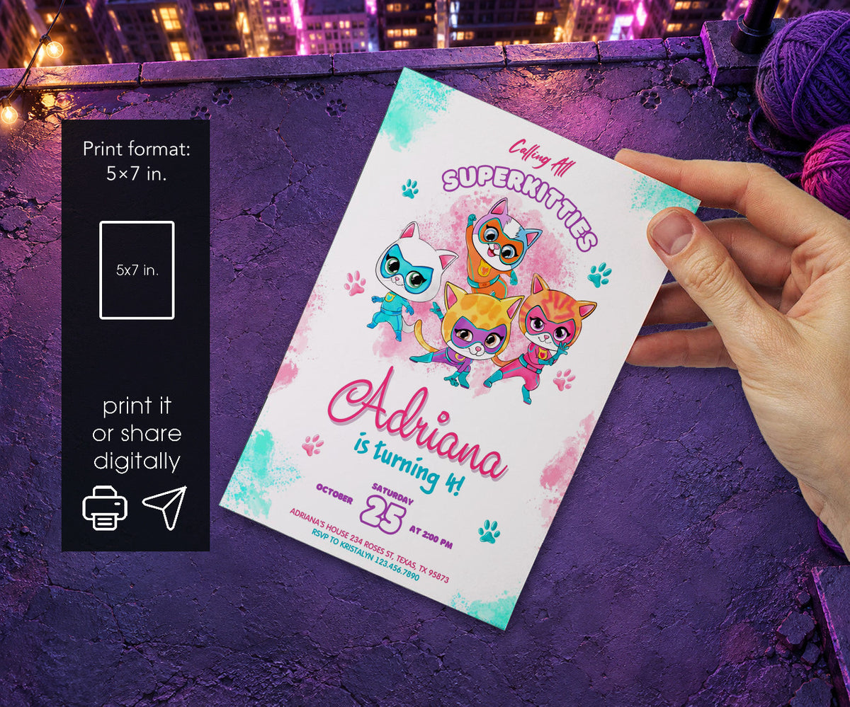 SuperKitties Invitation mockup