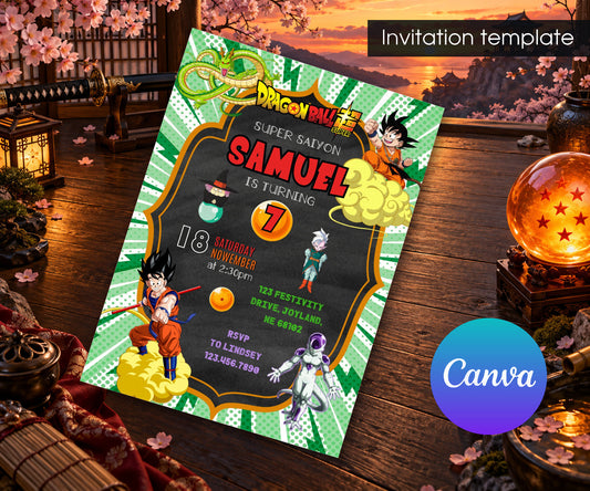 Dragon Ball Z Anime Invitation mockup
