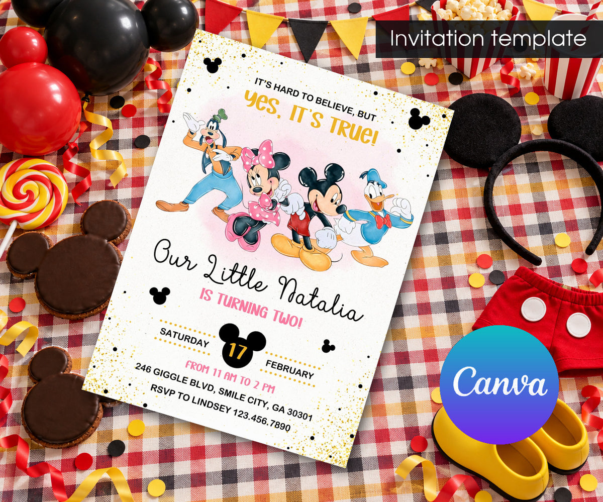 Mickey Mouse and Friends Invitation mockup