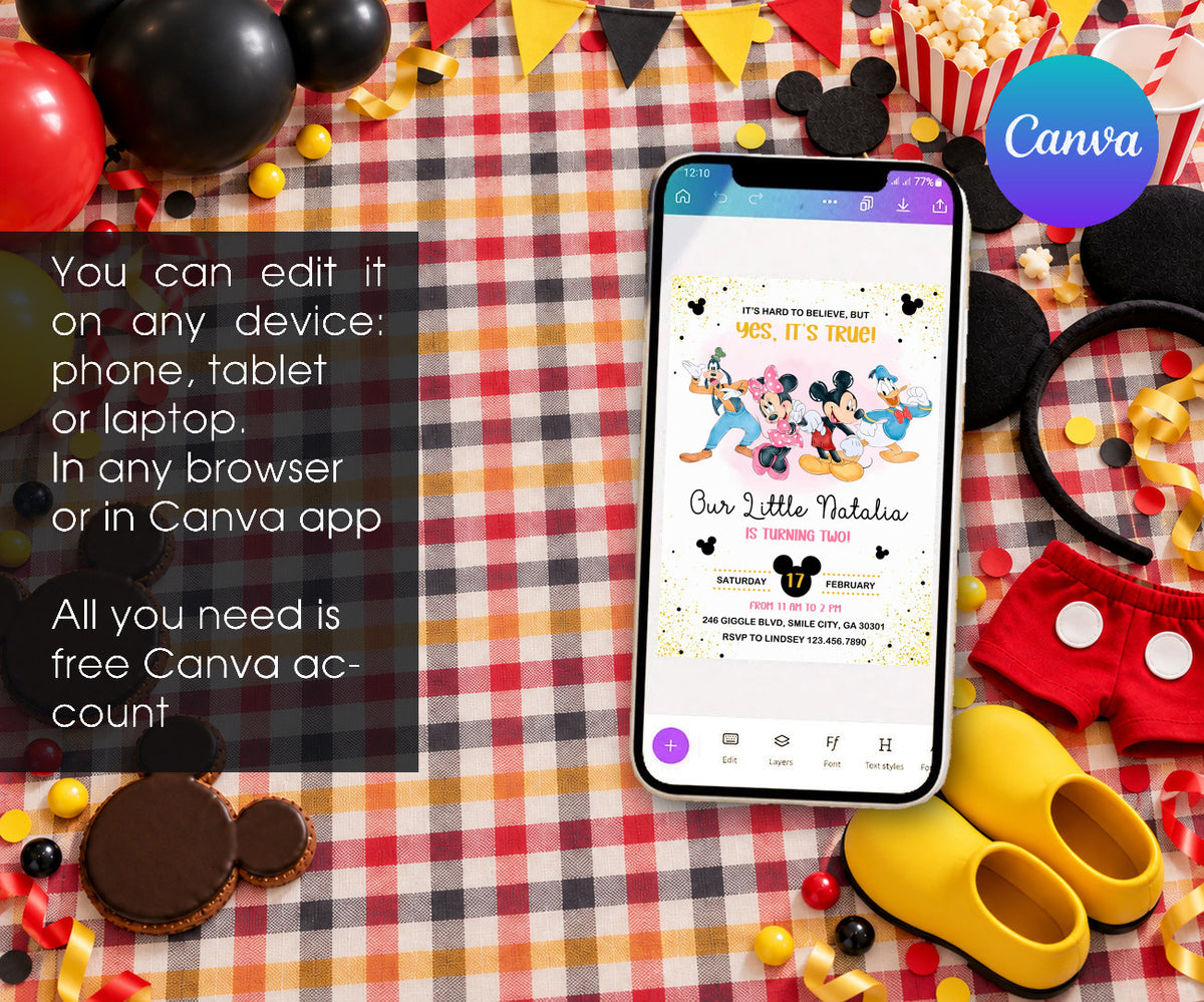 Mickey Mouse and Friends Invitation mockup