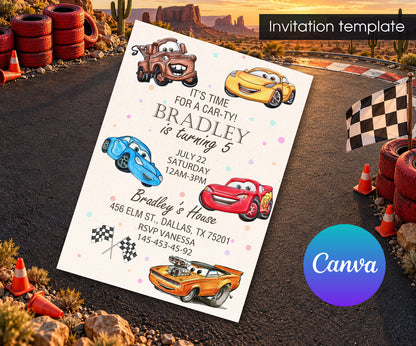 Cars Lightning McQueen Invitation mockup