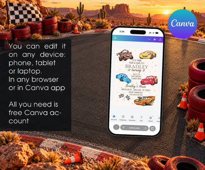 Cars Lightning McQueen Invitation mockup