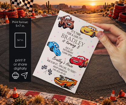 Cars Lightning McQueen Invitation mockup