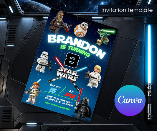 Star Wars Darth Vader Lego Minifigures Invitation mockup