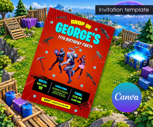 Fortnite Gamer Invitation mockup