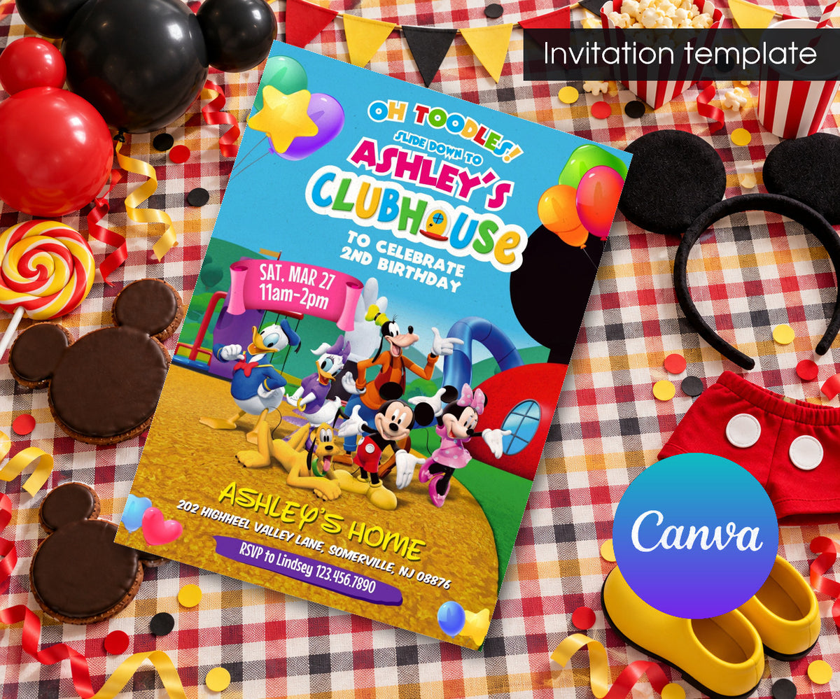 Clubhouse Mickey Mouse Invitation mockup