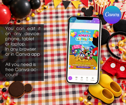 Clubhouse Mickey Mouse Invitation mockup