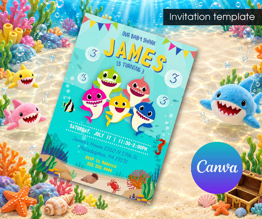 Baby Shark Invitation mockup
