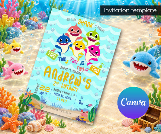 Baby Shark Invitation mockup